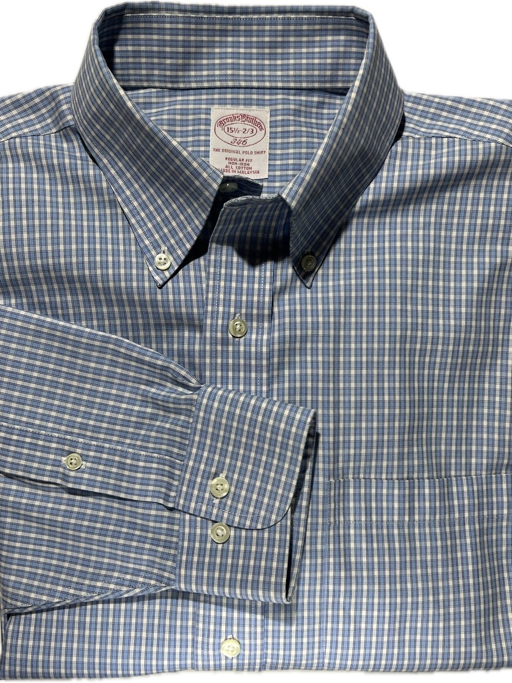Brooks Brothers 346 Non-Iron "Original Polo" Shirt Blue/White